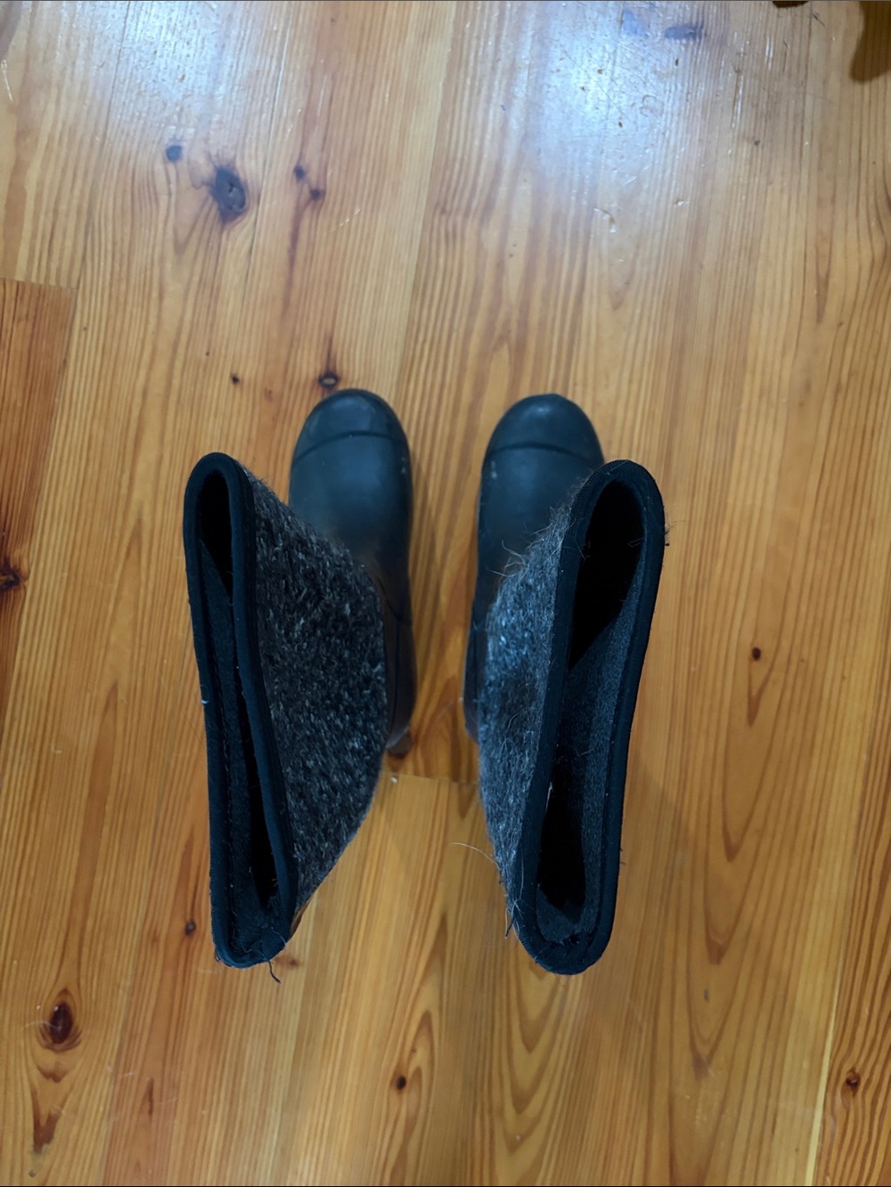 Muk Luks Black Felt-Top Winter Rain Boots